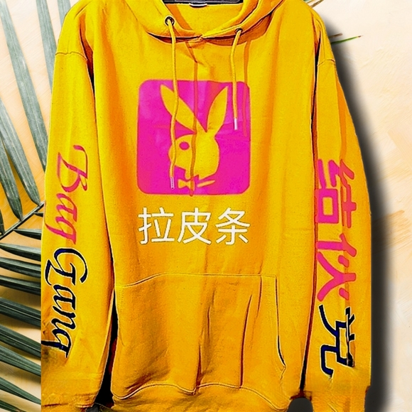 Map Collection Tops - NWT Custom-Made Playboy Bunny Hoodie w/ Japanese Logo on Sleeves Size 2XL